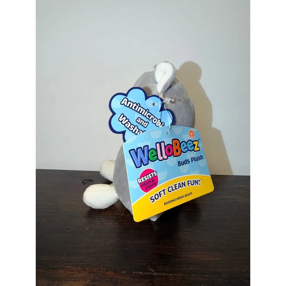 WelloBeez Buds Husky Dog Plush Antimicrobial Washable Grey White Stuffed‎ Animal